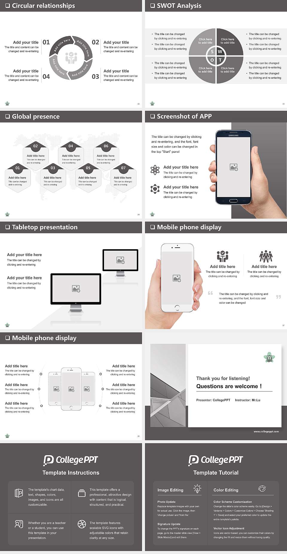 Onomichi City University General PPT Template4:3 ratio PPT effect preview image5