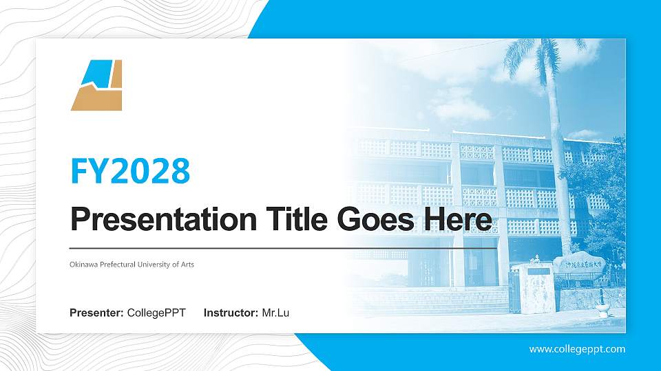 Okinawa Prefectural University of Arts Academic Presentation/Research Findings Report PPT Template16:9 ratio PPT effect preview image