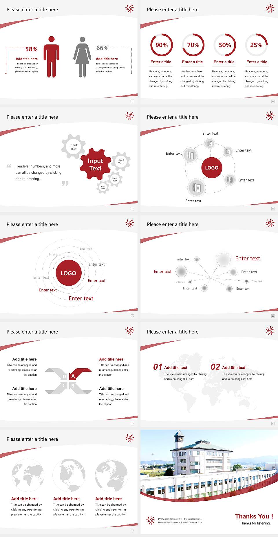 Osaka Ohtani University Course/Courseware Creation PPT Template4:3 ratio PPT effect preview image4