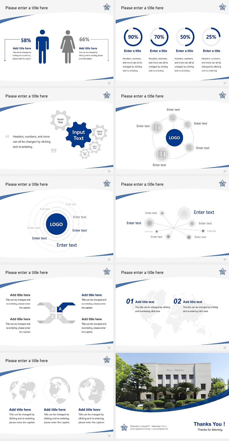 Osaka Jogakuin University Course/Courseware Creation PPT Template4:3 ratio PPT effect preview image4
