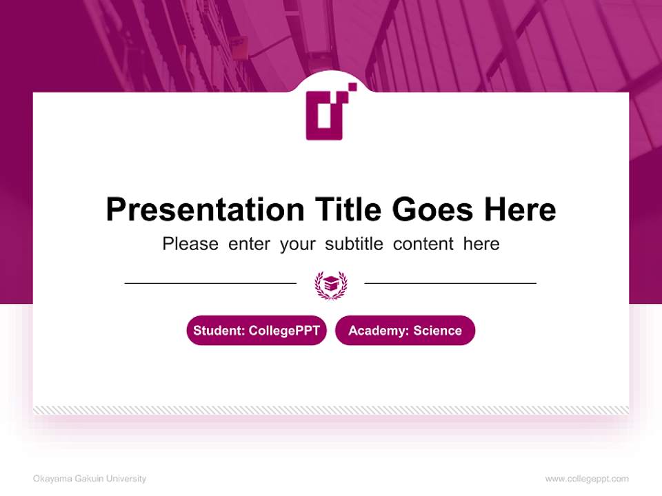 Okayama Gakuin University National Scholarship Defense PPT Template4:3 ratio PPT effect preview image4