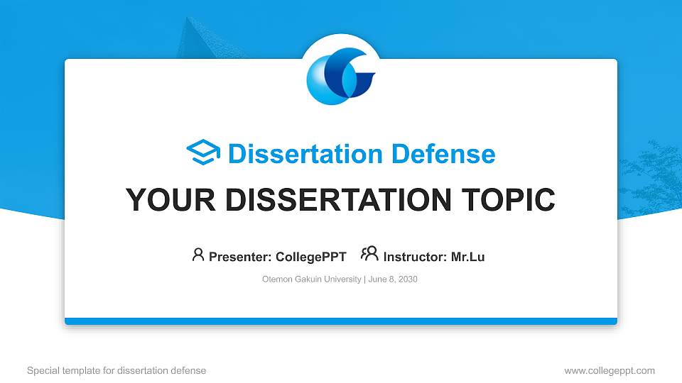 Otemon Gakuin University Graduation Thesis Defense PPT Template16:9 ratio PPT effect preview image