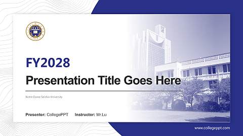 Notre Dame Seishin University Academic Presentation/Research Findings Report PPT Template