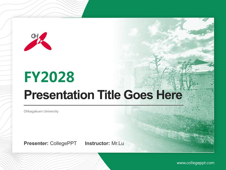 Ohkagakuen University Academic Presentation/Research Findings Report PPT Template4:3 ratio PPT effect preview image5