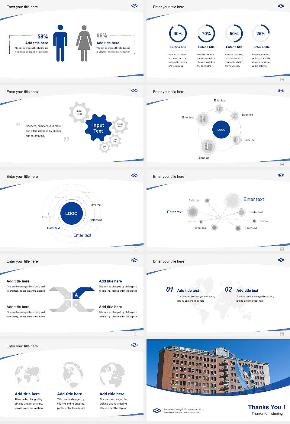 Osaka Sangyo University Course/Courseware Creation PPT Template16:9 ratio PPT effect preview image4