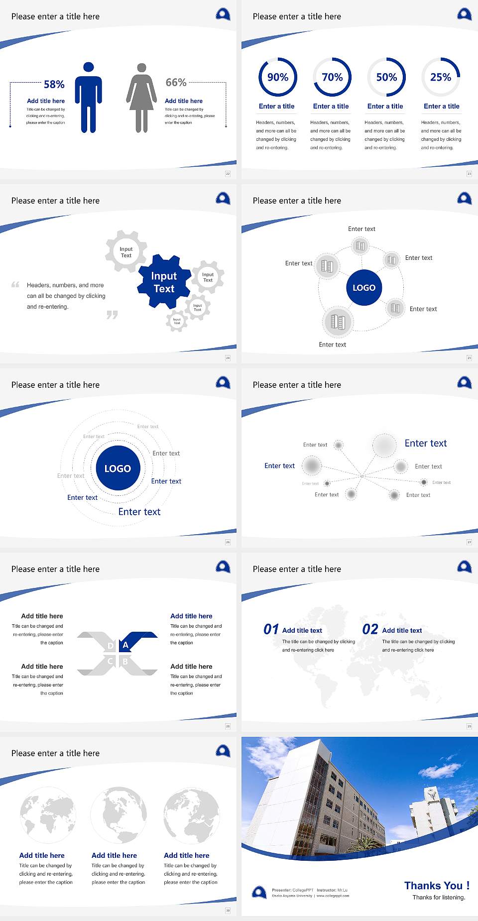 Osaka Aoyama University Course/Courseware Creation PPT Template4:3 ratio PPT effect preview image4