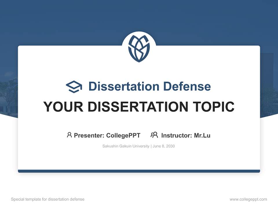 Sakushin Gakuin University Graduation Thesis Defense PPT Template4:3 ratio PPT effect preview image7