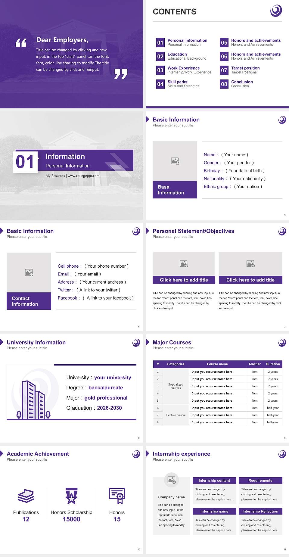 Okayama Prefectural University Resume PPT Template4:3 ratio PPT effect preview image2