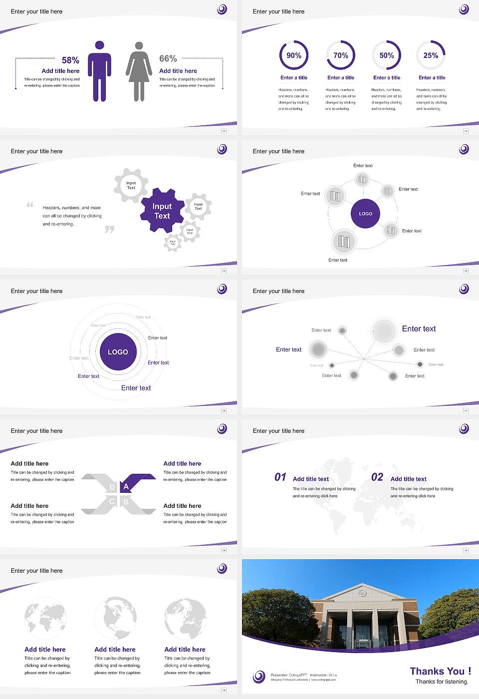 Okayama Prefectural University Course/Courseware Creation PPT Template16:9 ratio PPT effect preview image4