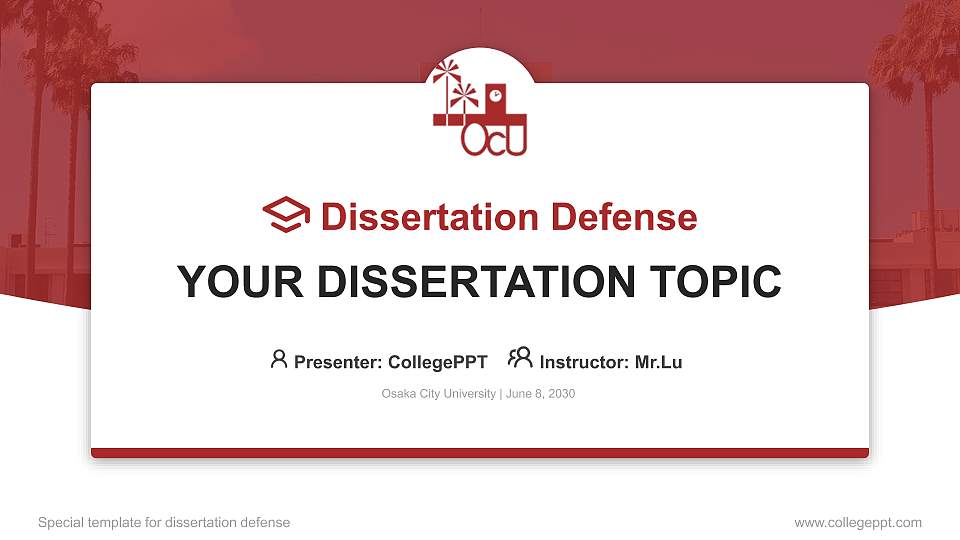 Osaka City University Graduation Thesis Defense PPT Template16:9 ratio PPT effect preview image