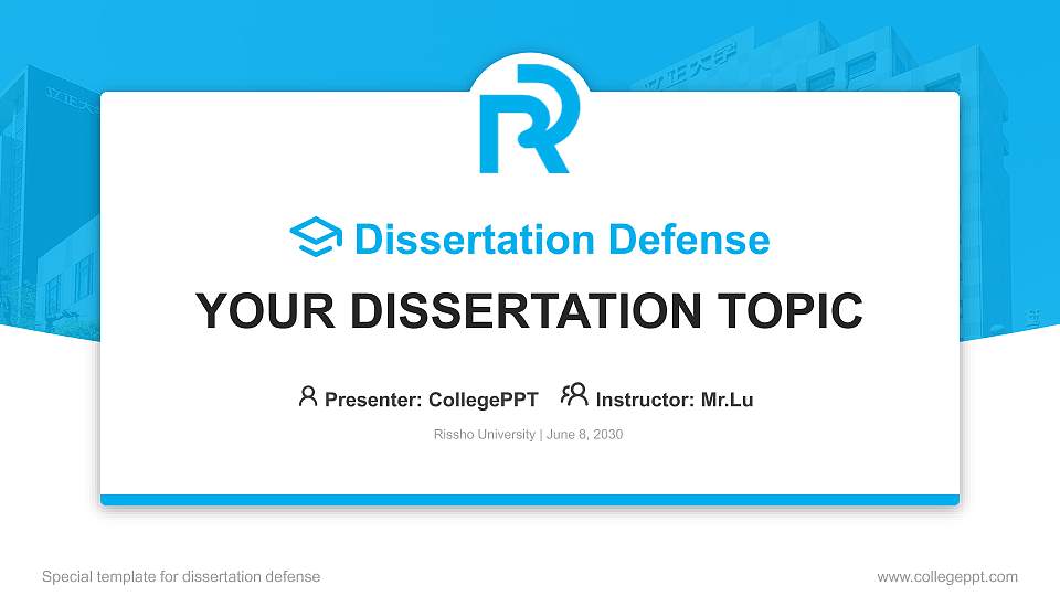 Rissho University Graduation Thesis Defense PPT Template16:9 ratio PPT effect preview image