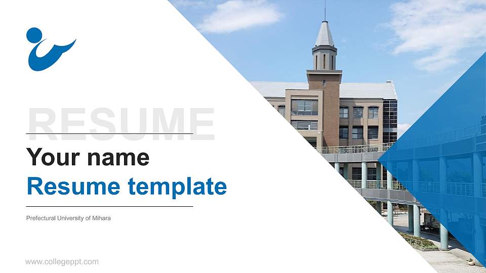 Prefectural University of Mihara Resume PPT Template16:9 ratio PPT effect preview image