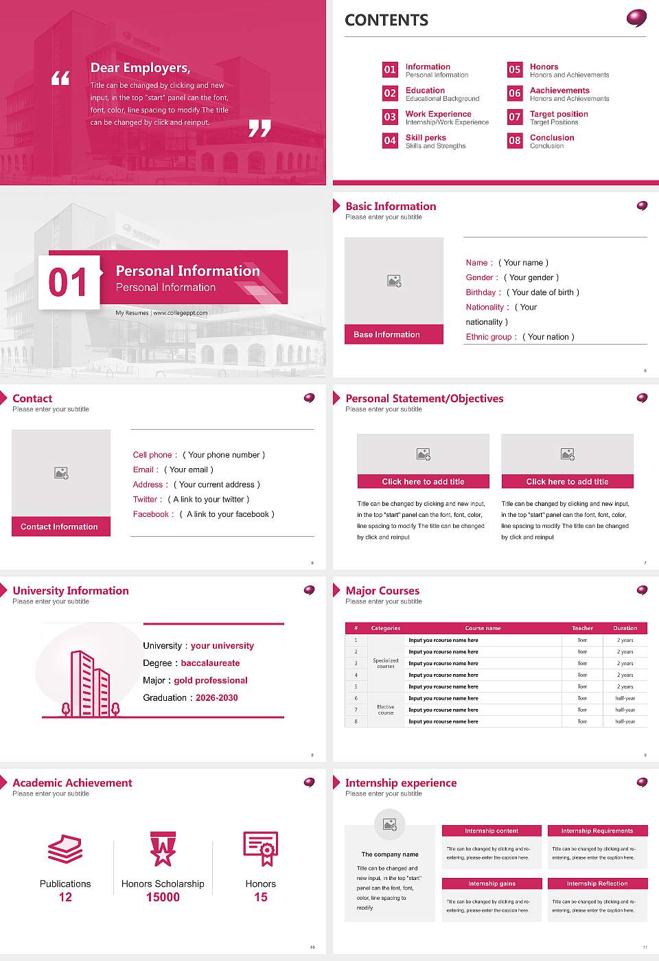 Osaka University of Commerce Resume PPT Template16:9 ratio PPT effect preview image2