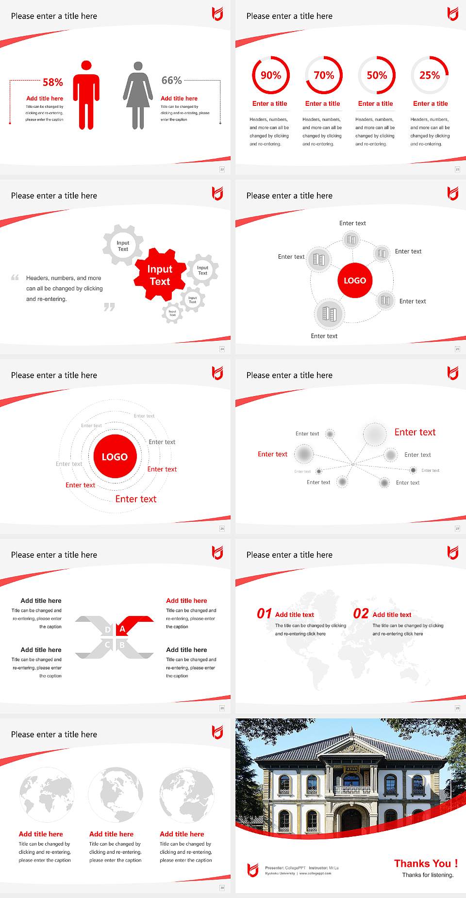 Ryukoku University Course/Courseware Creation PPT Template4:3 ratio PPT effect preview image4