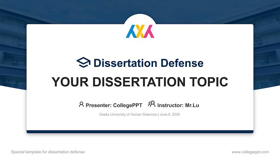 Osaka University of Human Sciences Graduation Thesis Defense PPT Template16:9 ratio PPT effect preview image