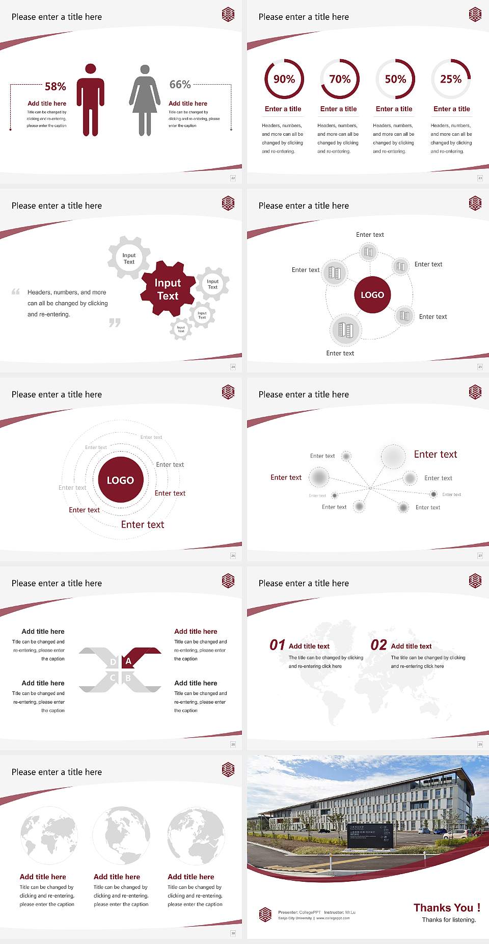 Sanjo City University Course/Courseware Creation PPT Template4:3 ratio PPT effect preview image4