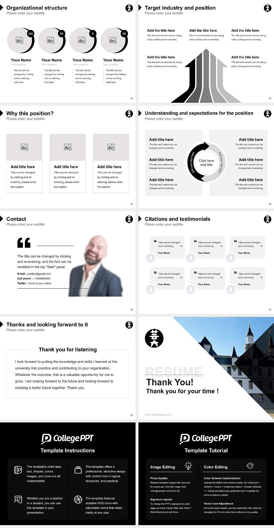 Osaka University of Arts Resume PPT Template4:3 ratio PPT effect preview image4
