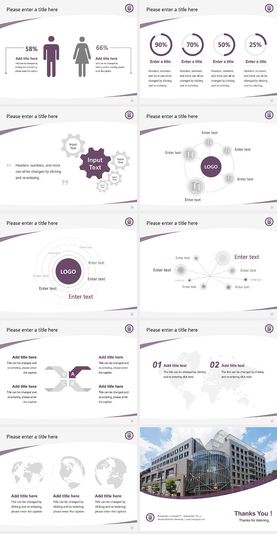 Otsuma Women’s University Course/Courseware Creation PPT Template4:3 ratio PPT effect preview image4