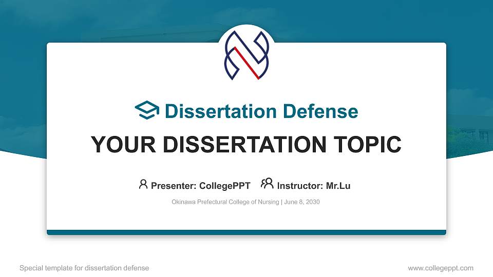 Okinawa Prefectural College of Nursing Graduation Thesis Defense PPT Template16:9 ratio PPT effect preview image