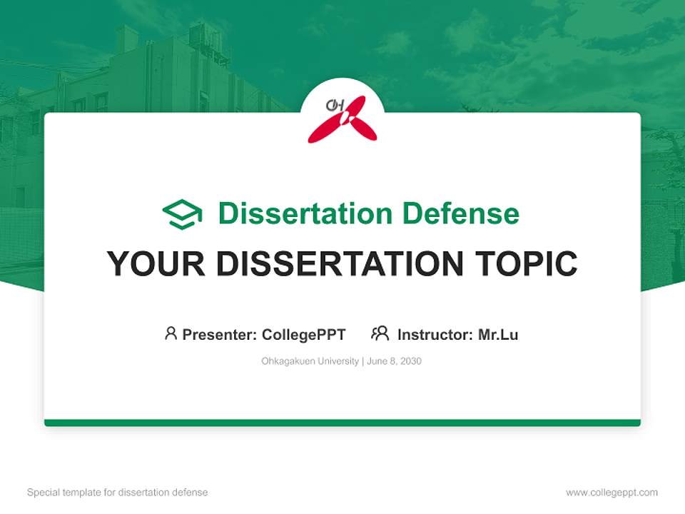 Ohkagakuen University Graduation Thesis Defense PPT Template4:3 ratio PPT effect preview image7