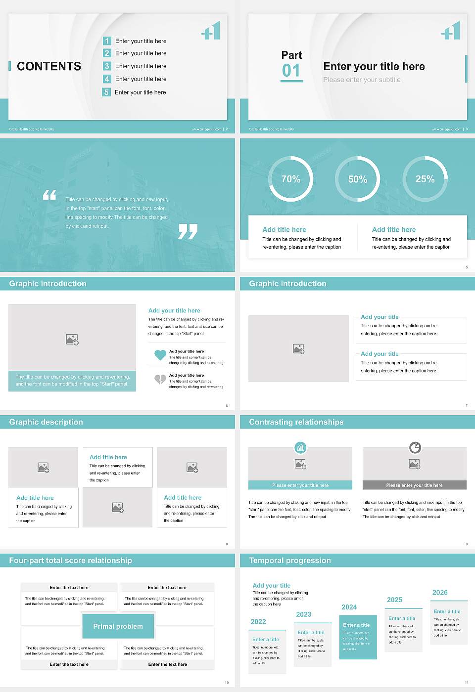 Osaka Health Science University Thesis Proposal/Graduation Defense PPT Template16:9 ratio PPT effect preview image2