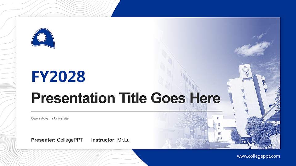 Osaka Aoyama University Academic Presentation/Research Findings Report PPT Template16:9 ratio PPT effect preview image