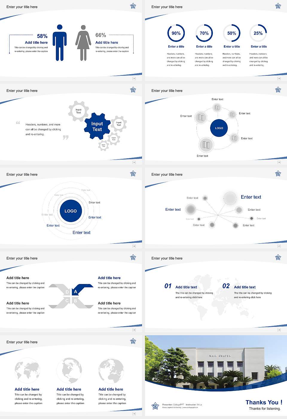 Osaka Jogakuin University Course/Courseware Creation PPT Template16:9 ratio PPT effect preview image4