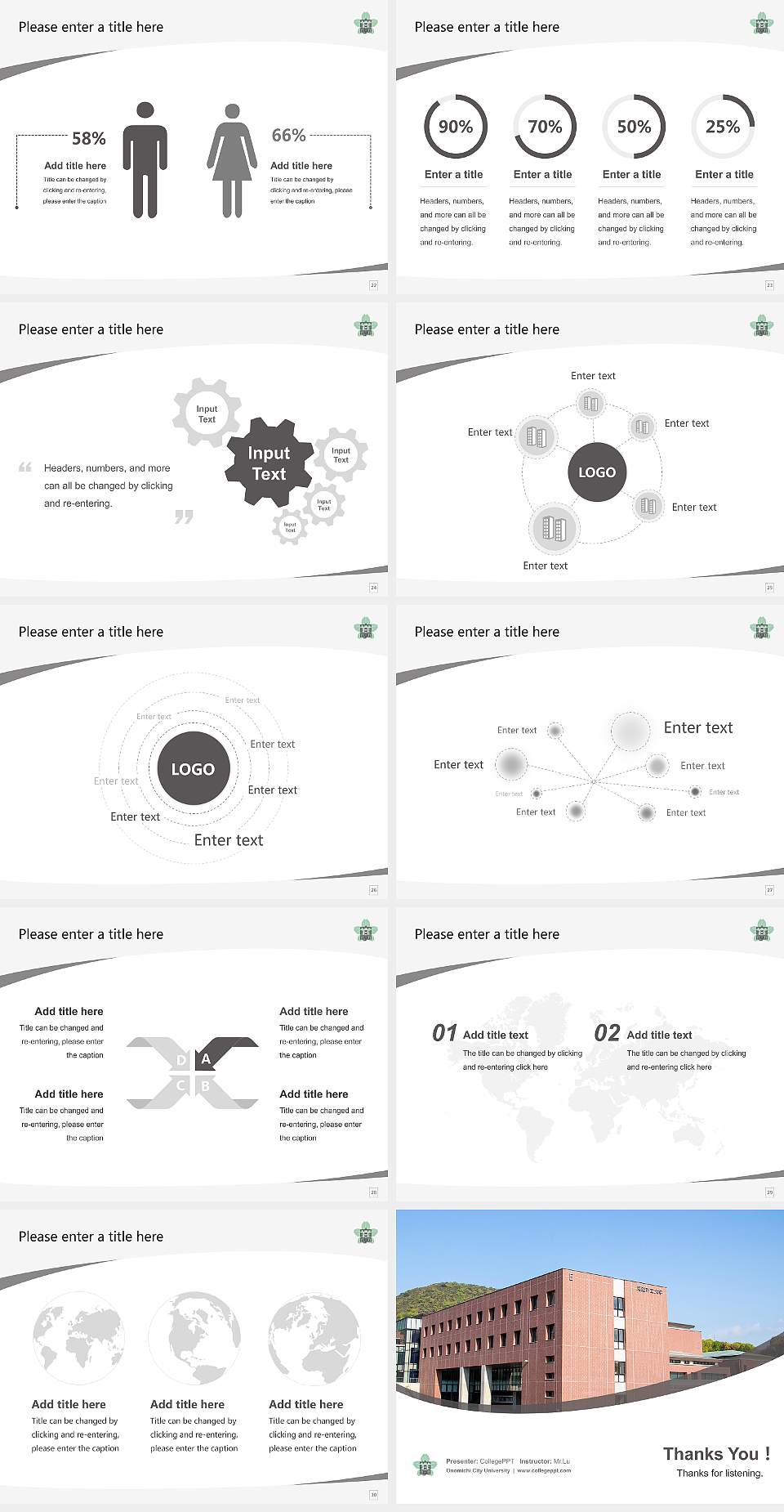 Onomichi City University Course/Courseware Creation PPT Template4:3 ratio PPT effect preview image4