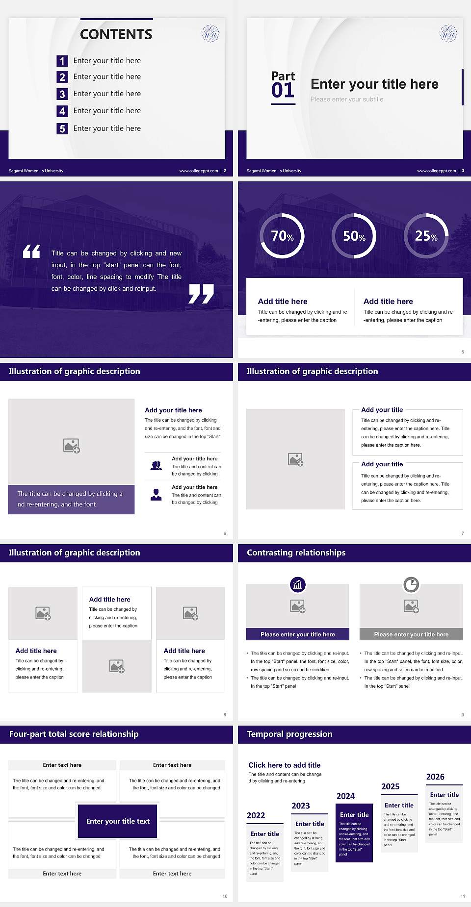 Sagami Women’s University Thesis Proposal/Graduation Defense PPT Template4:3 ratio PPT effect preview image2