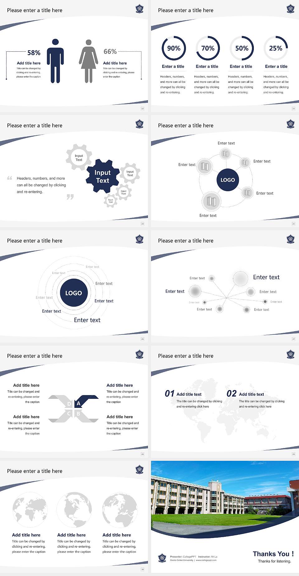 Osaka Seikei University Course/Courseware Creation PPT Template4:3 ratio PPT effect preview image4