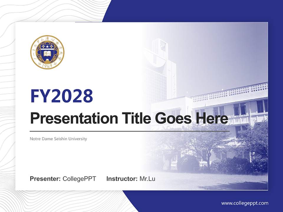 Notre Dame Seishin University Academic Presentation/Research Findings Report PPT Template4:3 ratio PPT effect preview image5