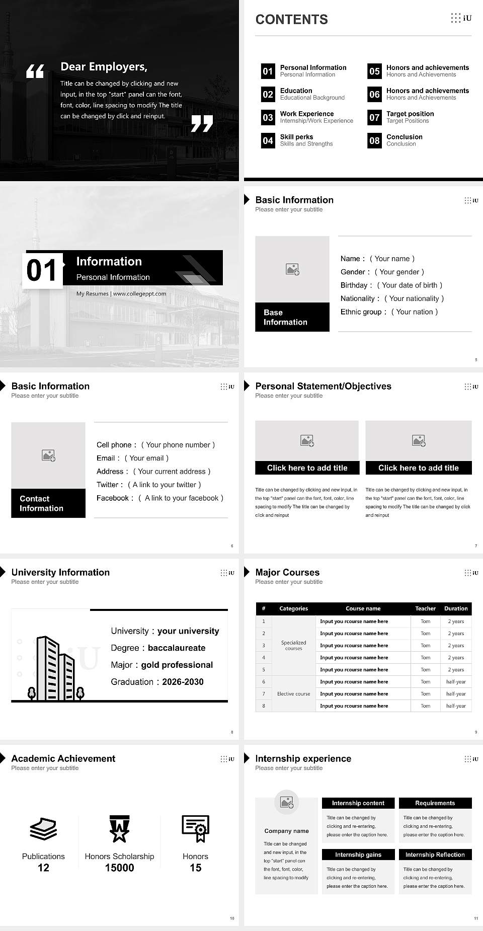 Professional University of Information and Management for Innovation Resume PPT Template4:3 ratio PPT effect preview image2