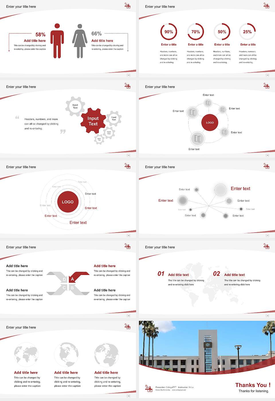Osaka City University Course/Courseware Creation PPT Template16:9 ratio PPT effect preview image4