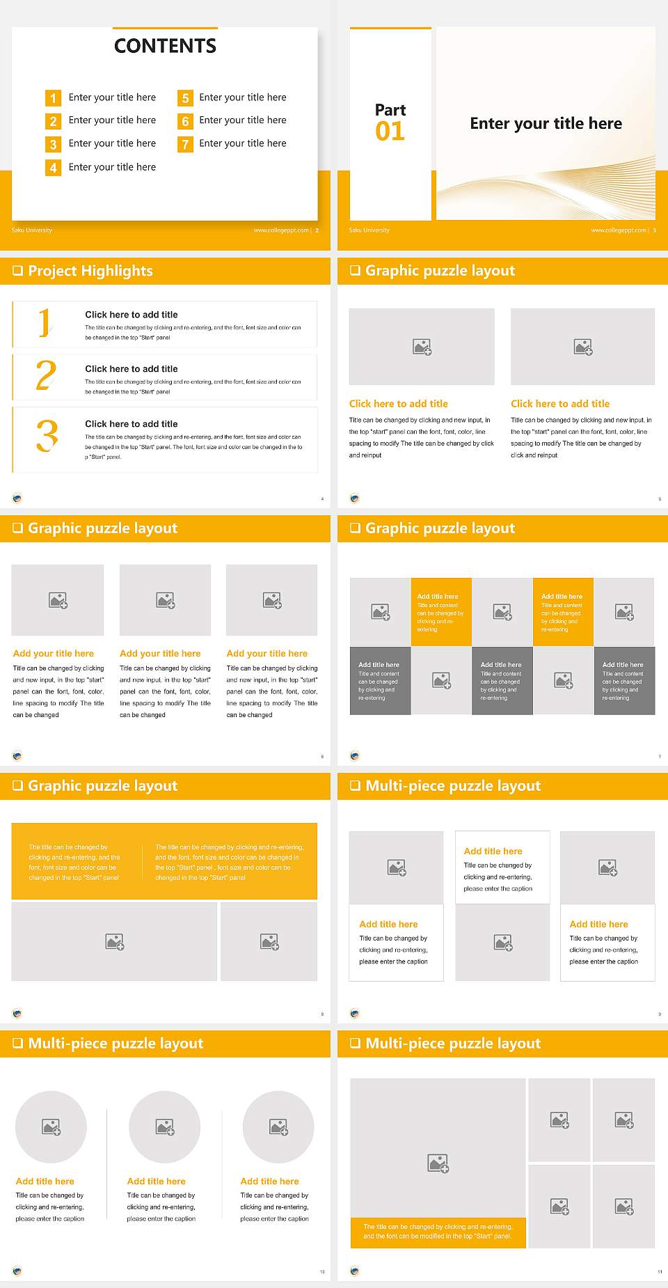 Saku University General PPT Template4:3 ratio PPT effect preview image2