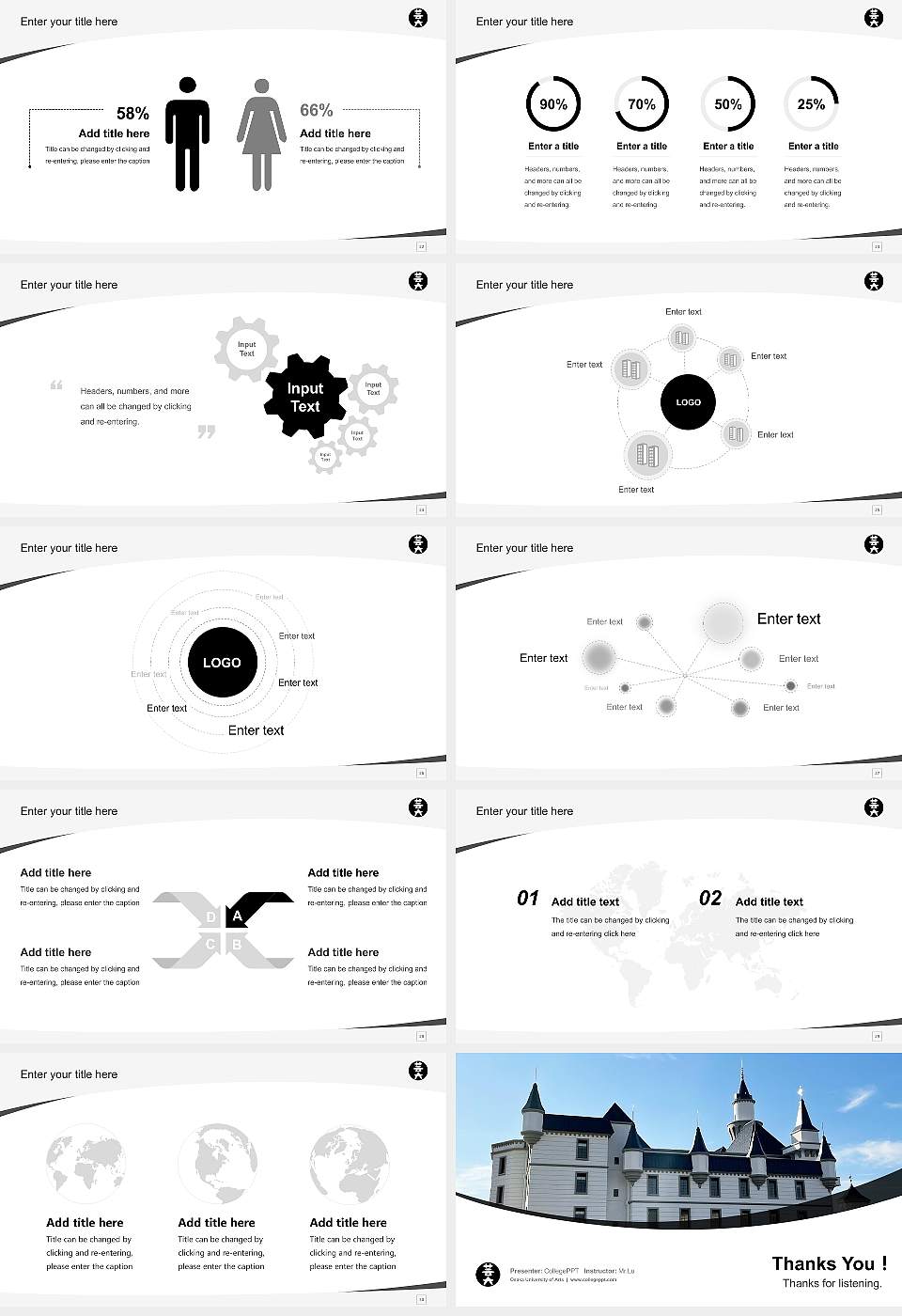 Osaka University of Arts Course/Courseware Creation PPT Template16:9 ratio PPT effect preview image4