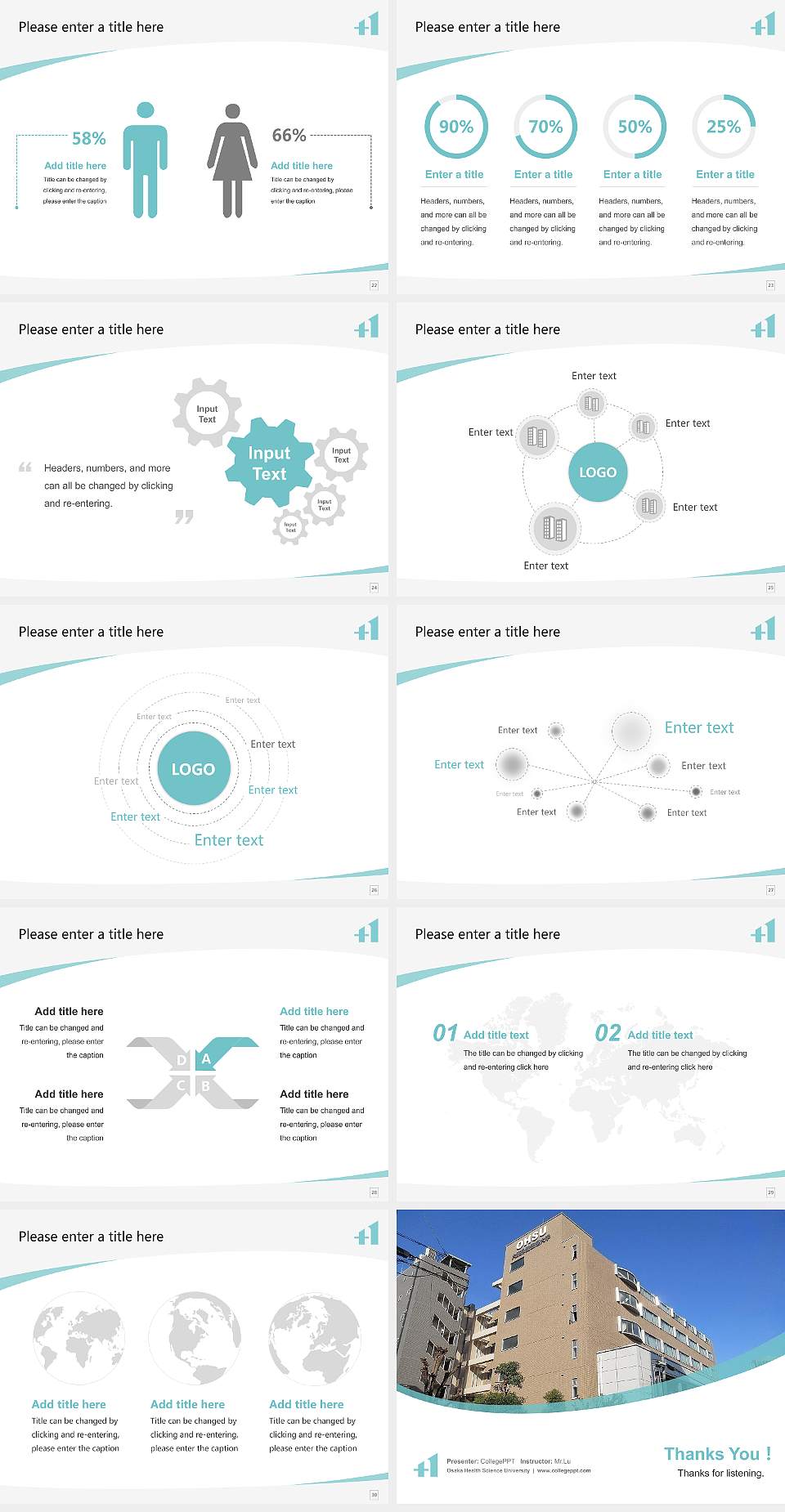 Osaka Health Science University Course/Courseware Creation PPT Template4:3 ratio PPT effect preview image4
