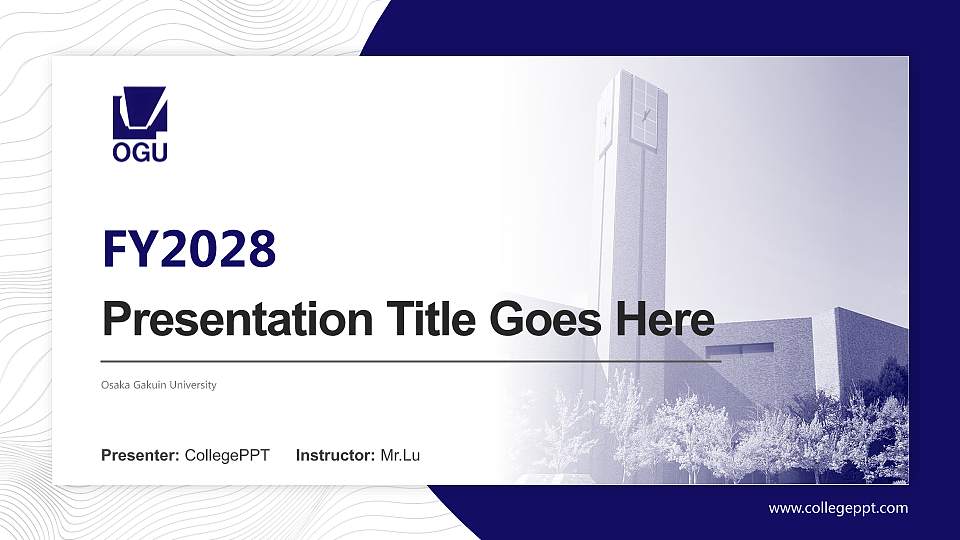 Osaka Gakuin University Academic Presentation/Research Findings Report PPT Template16:9 ratio PPT effect preview image