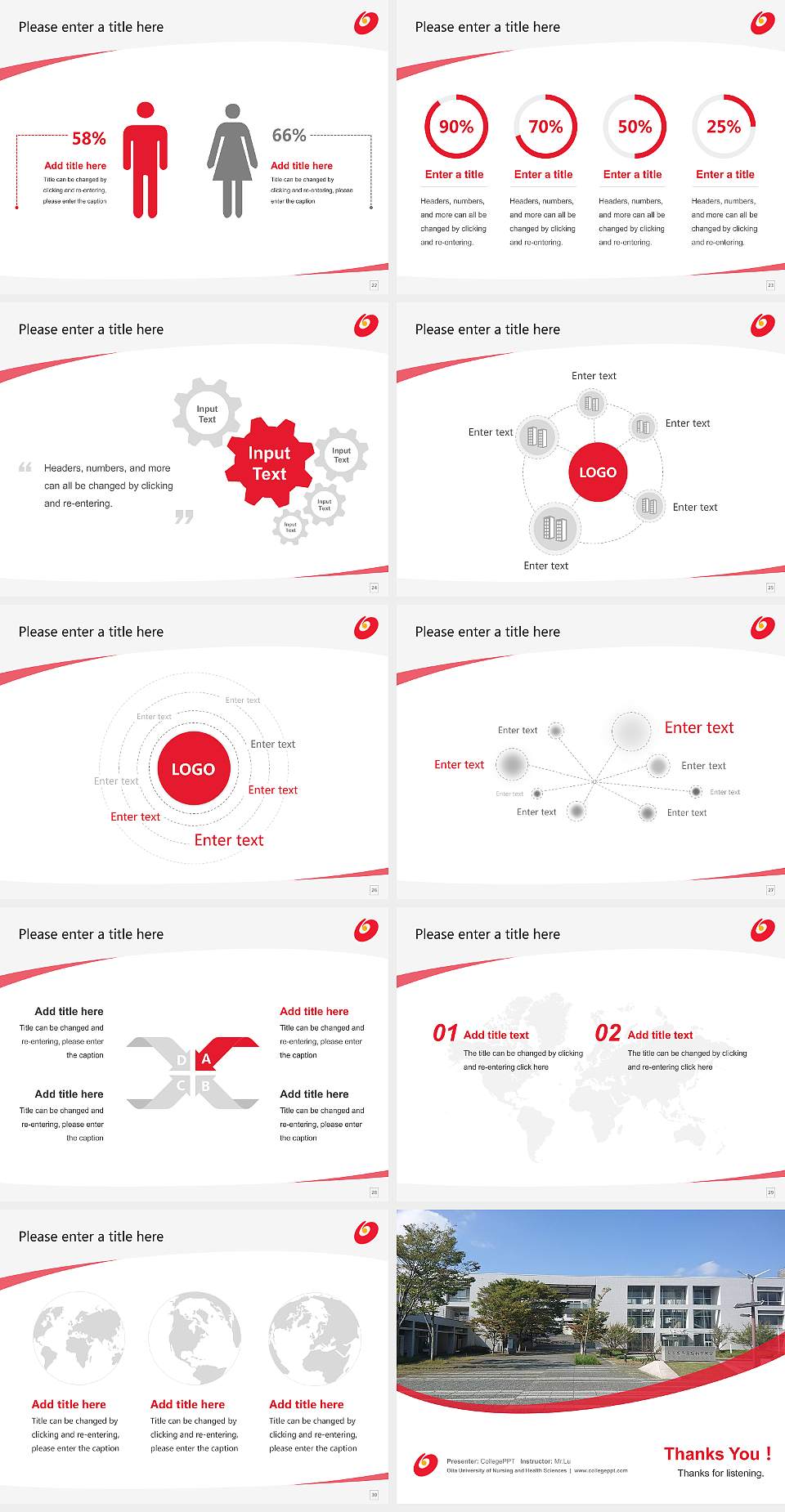 Oita University of Nursing and Health Sciences Course/Courseware Creation PPT Template4:3 ratio PPT effect preview image4
