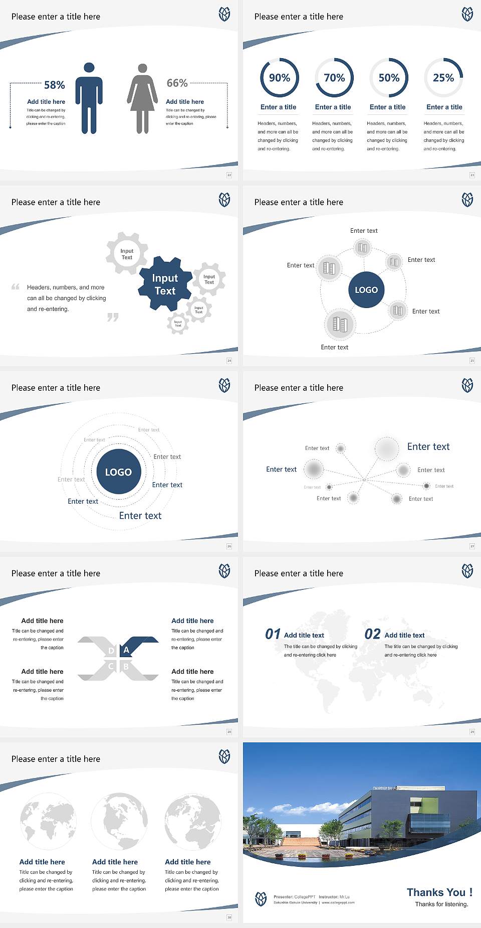 Sakushin Gakuin University Course/Courseware Creation PPT Template4:3 ratio PPT effect preview image4