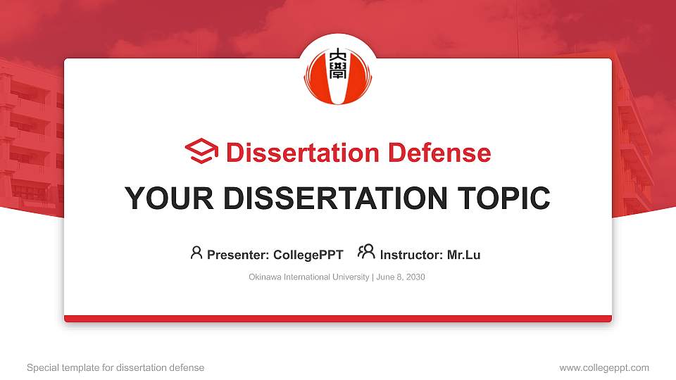 Okinawa International University Graduation Thesis Defense PPT Template16:9 ratio PPT effect preview image