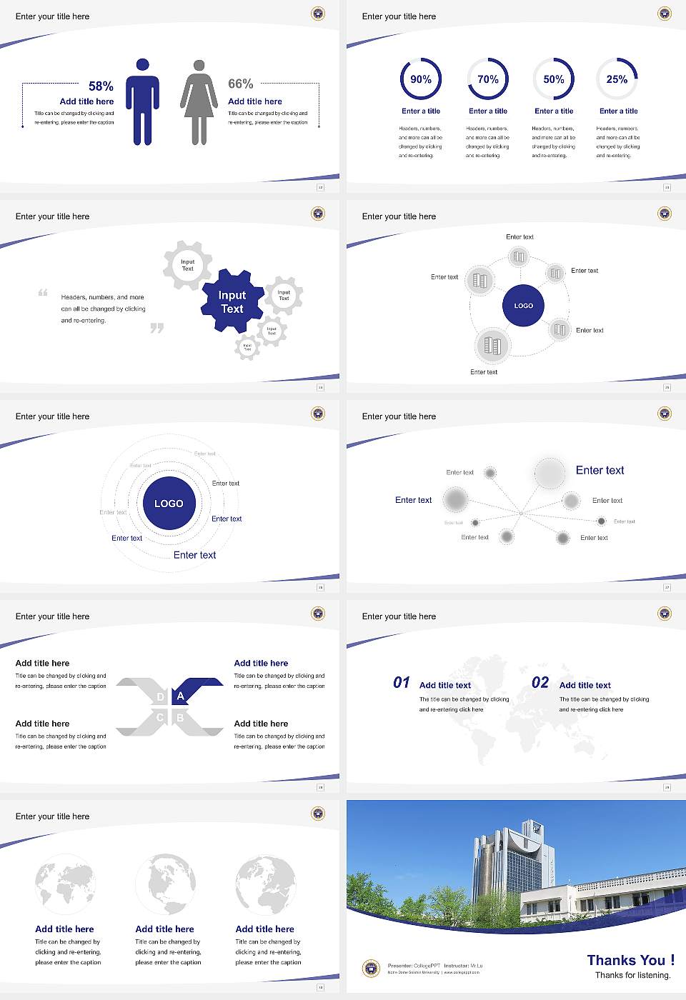 Notre Dame Seishin University Course/Courseware Creation PPT Template16:9 ratio PPT effect preview image4