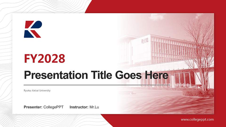 Ryutsu Keizai University Academic Presentation/Research Findings Report PPT Template16:9 ratio PPT effect preview image