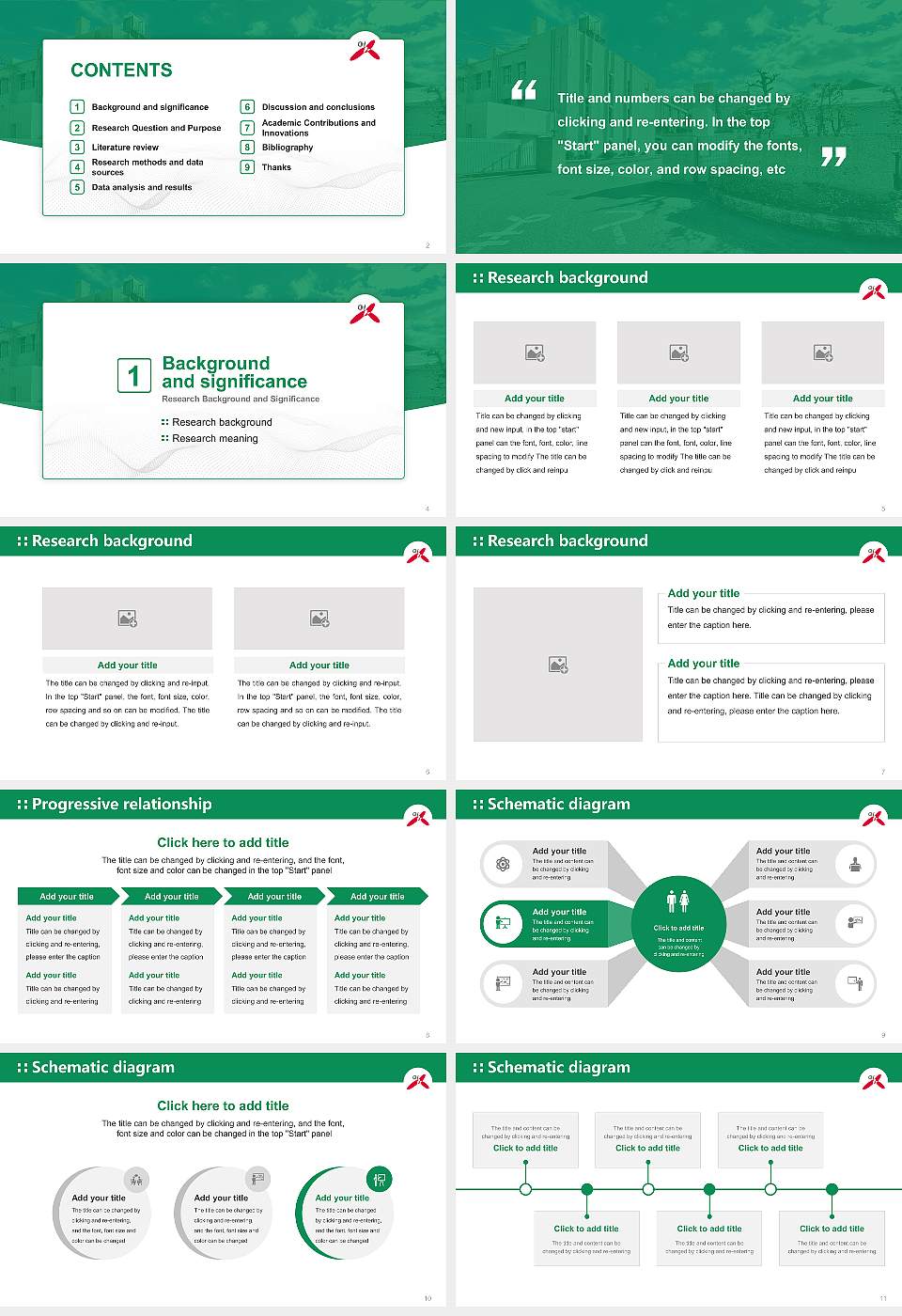 Ohkagakuen University Graduation Thesis Defense PPT Template16:9 ratio PPT effect preview image2