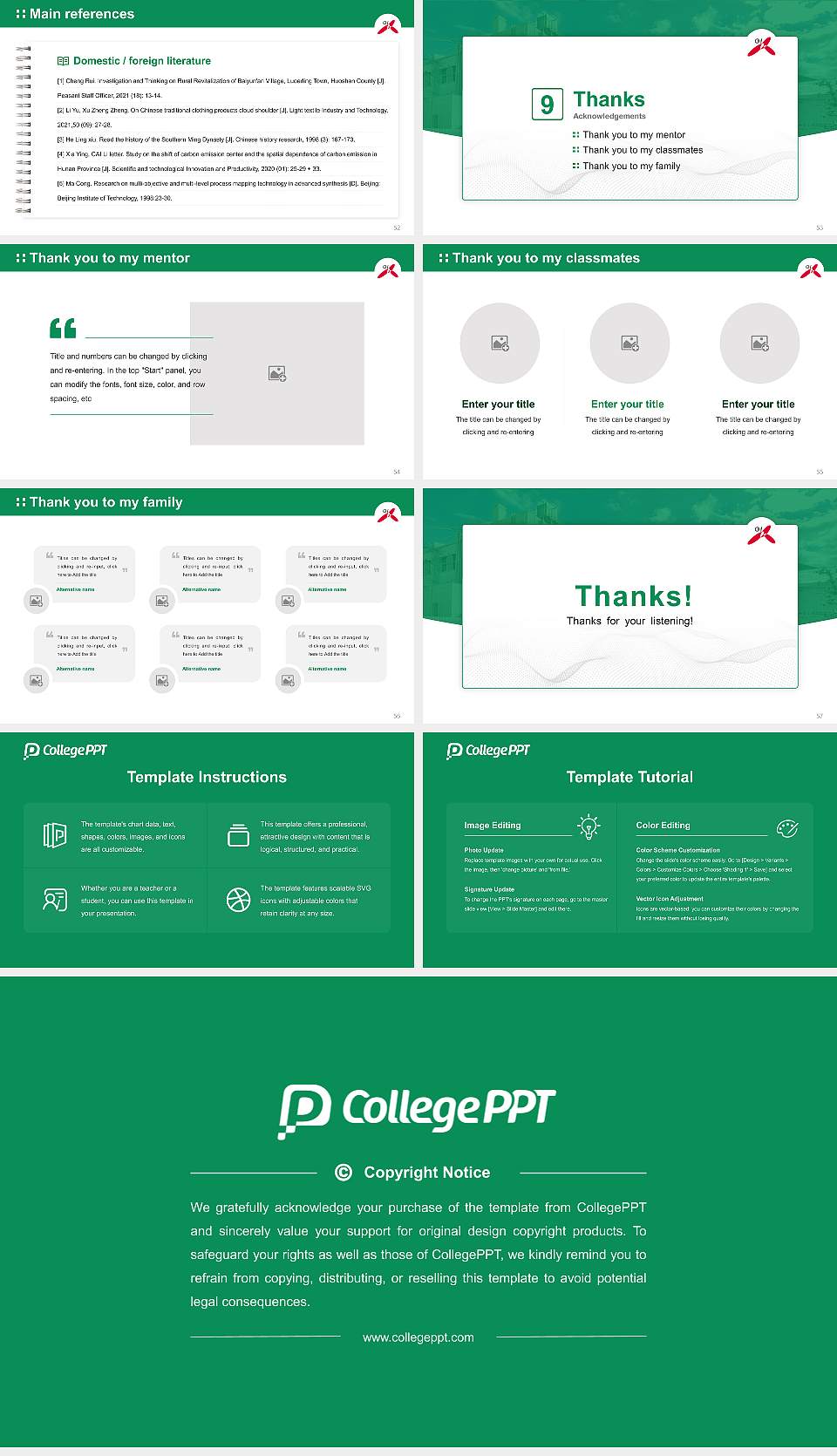 Ohkagakuen University Graduation Thesis Defense PPT Template16:9 ratio PPT effect preview image7