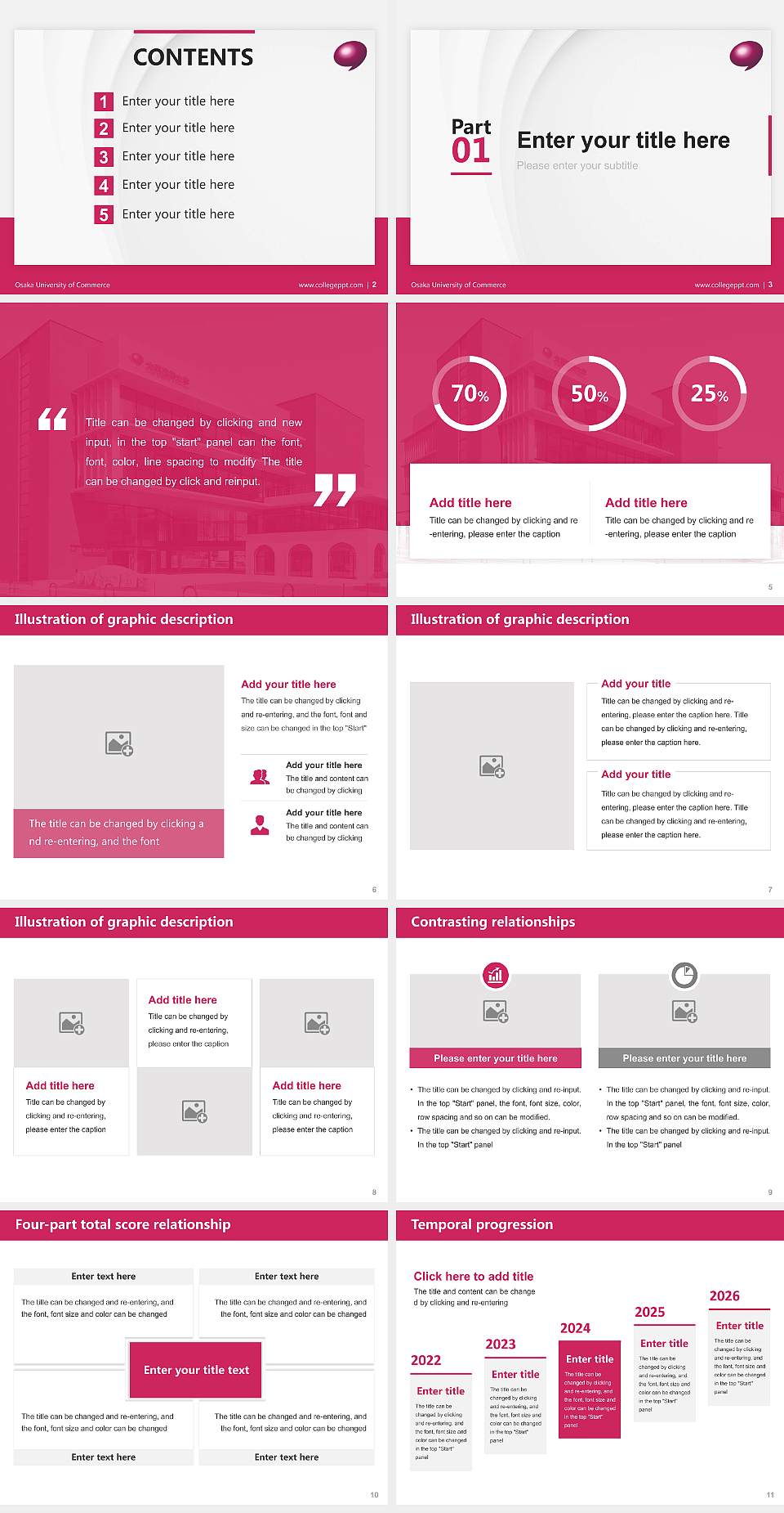 Osaka University of Commerce Thesis Proposal/Graduation Defense PPT Template4:3 ratio PPT effect preview image2