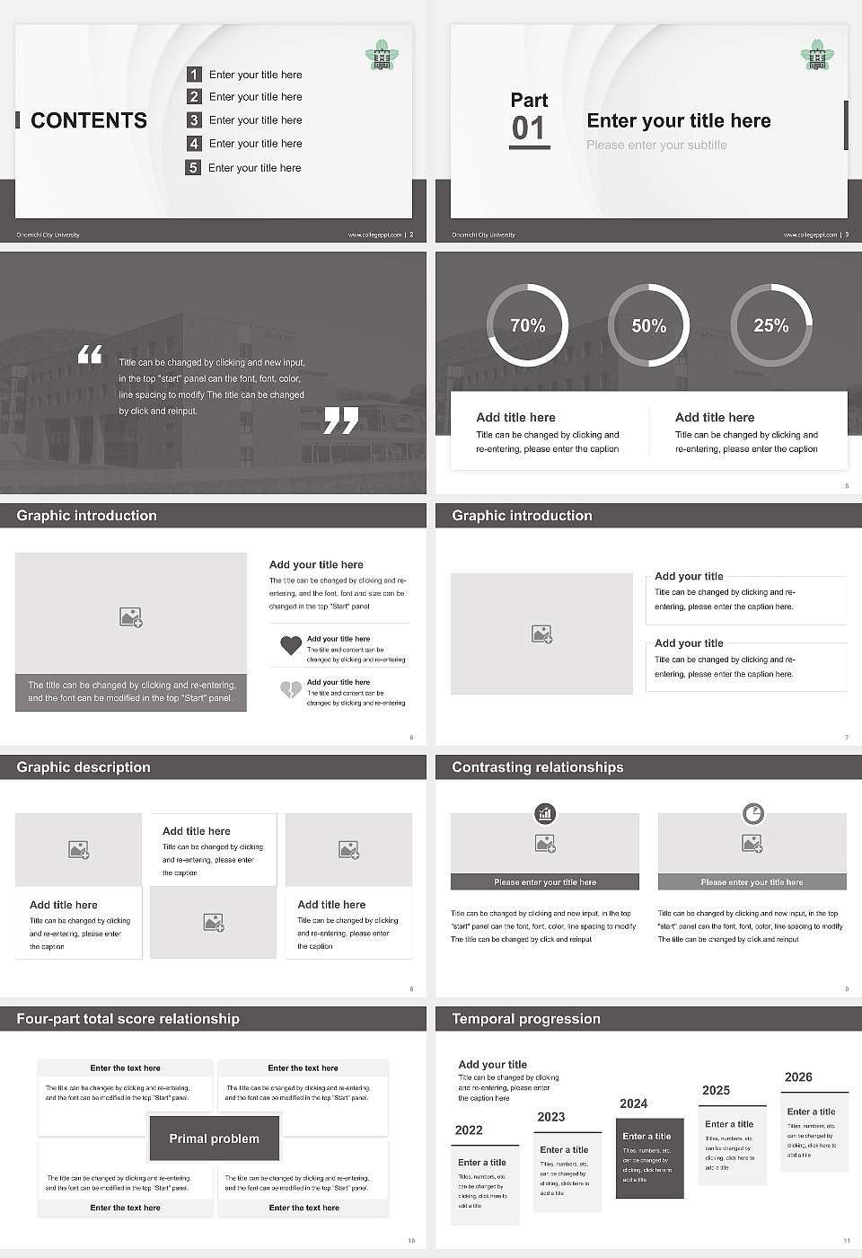 Onomichi City University Thesis Proposal/Graduation Defense PPT Template16:9 ratio PPT effect preview image2