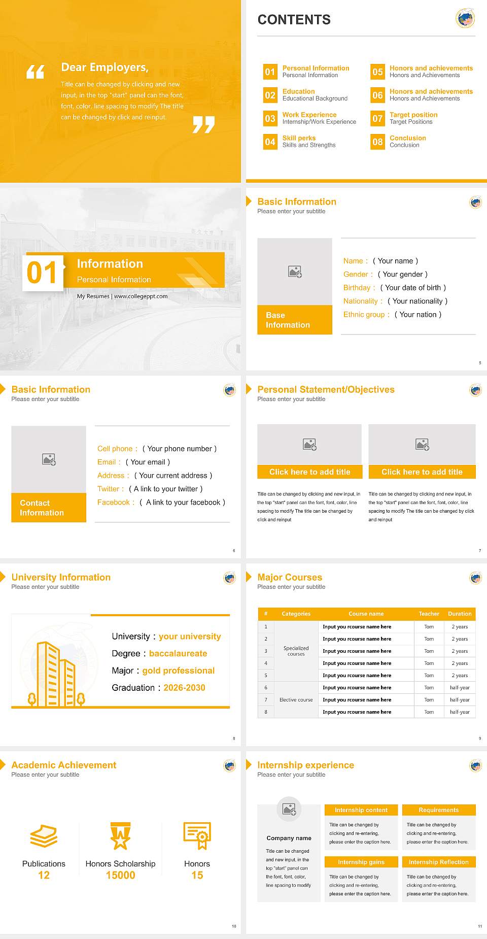 Saku University Resume PPT Template4:3 ratio PPT effect preview image2