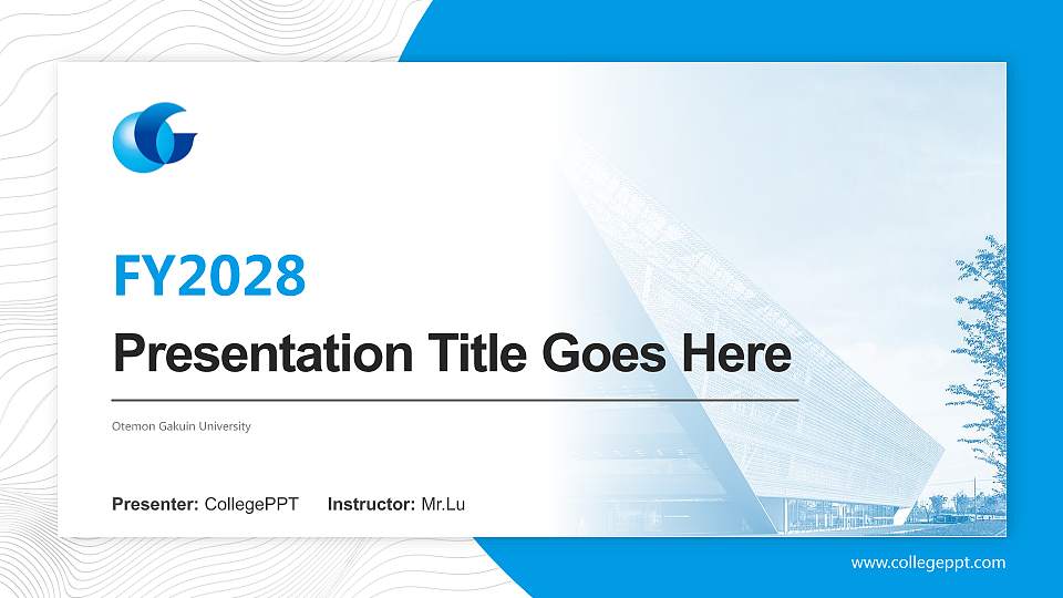 Otemon Gakuin University Academic Presentation/Research Findings Report PPT Template16:9 ratio PPT effect preview image