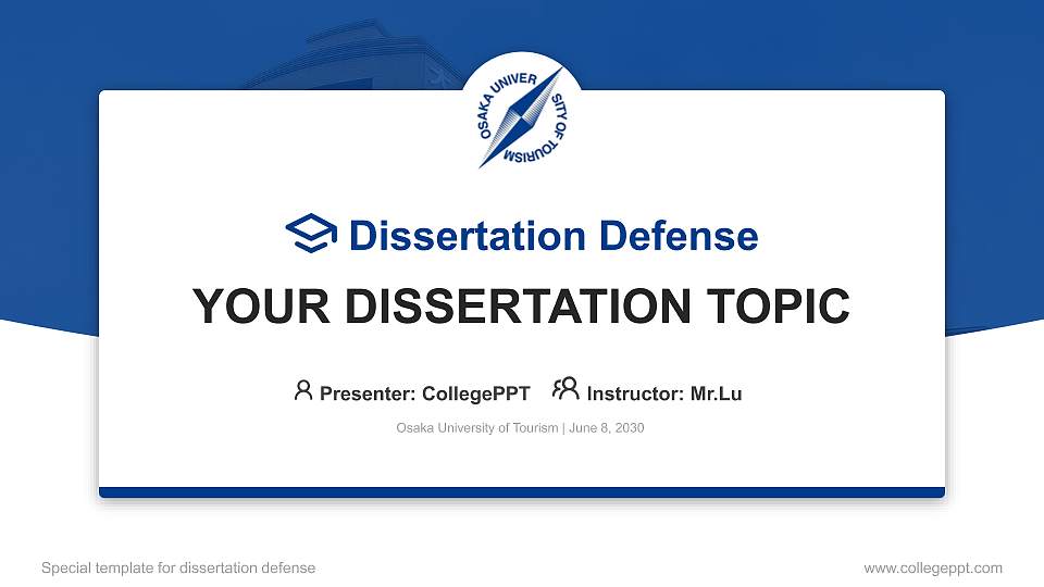 Osaka University of Tourism Graduation Thesis Defense PPT Template16:9 ratio PPT effect preview image