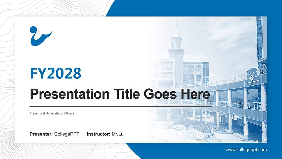 Prefectural University of Mihara Academic Presentation/Research Findings Report PPT Template16:9 ratio PPT effect preview image